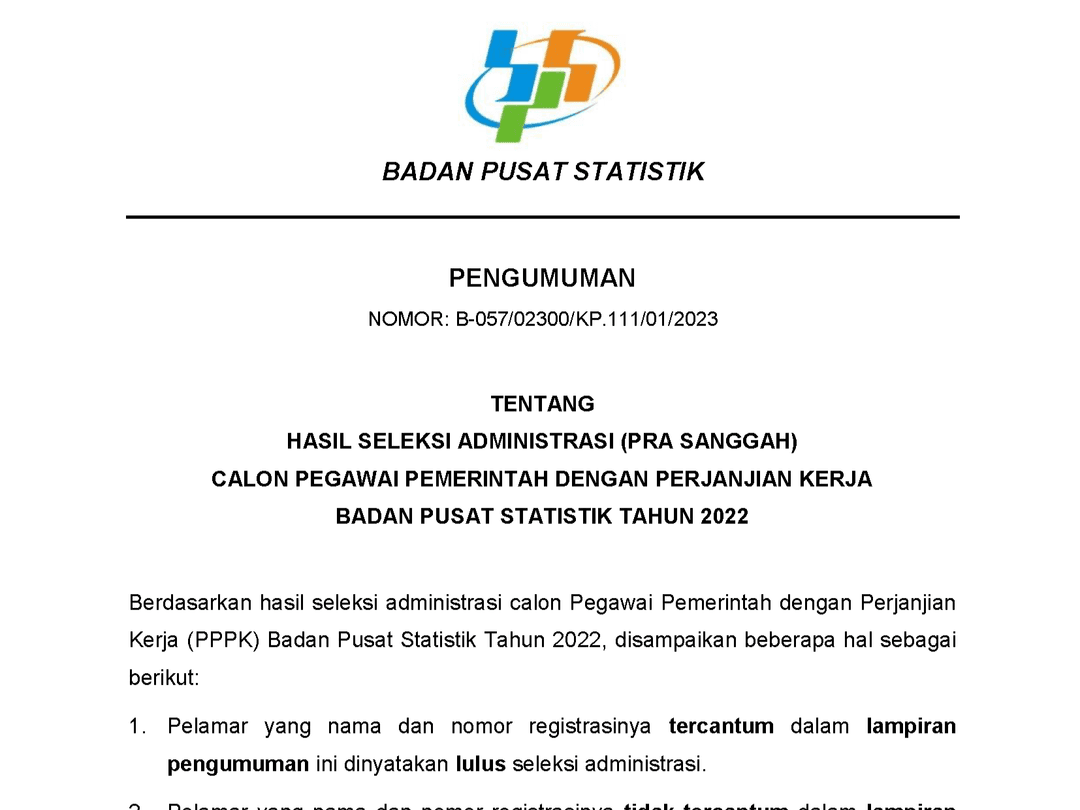 Hasil Seleksi Administrasi